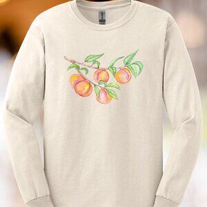 Peach branch watercolor shirt pastel fruit graphic tee peach tree art top